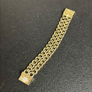 Magnetic Hammered Statement Cuban Link Gold Double Chain Bracelet Magnetic​​